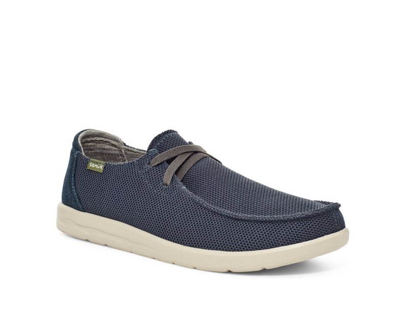 Sanuk Shaka Mesh No Tie Men's Sidewalk Surfers Navy | Canada 289PJJ